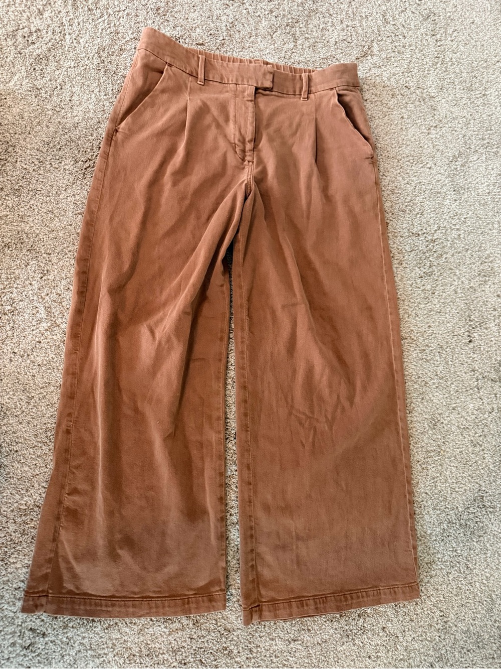 GT-0109 American Eagle Stretch Poppy Trouser 14 Brown High Rise Wide Leg